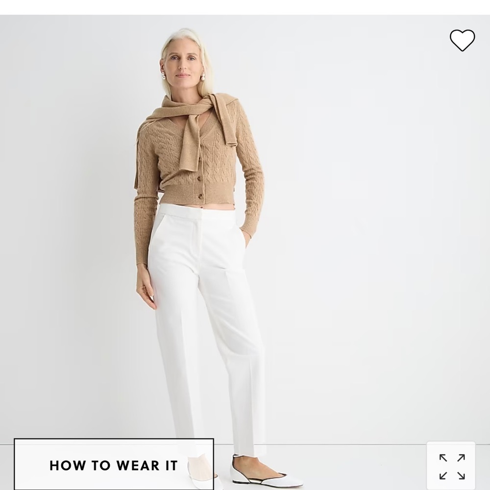 JCrew Kate straight-leg bi-stretch cotton pant. Ivory. Size 10. NWT. Item #L2881